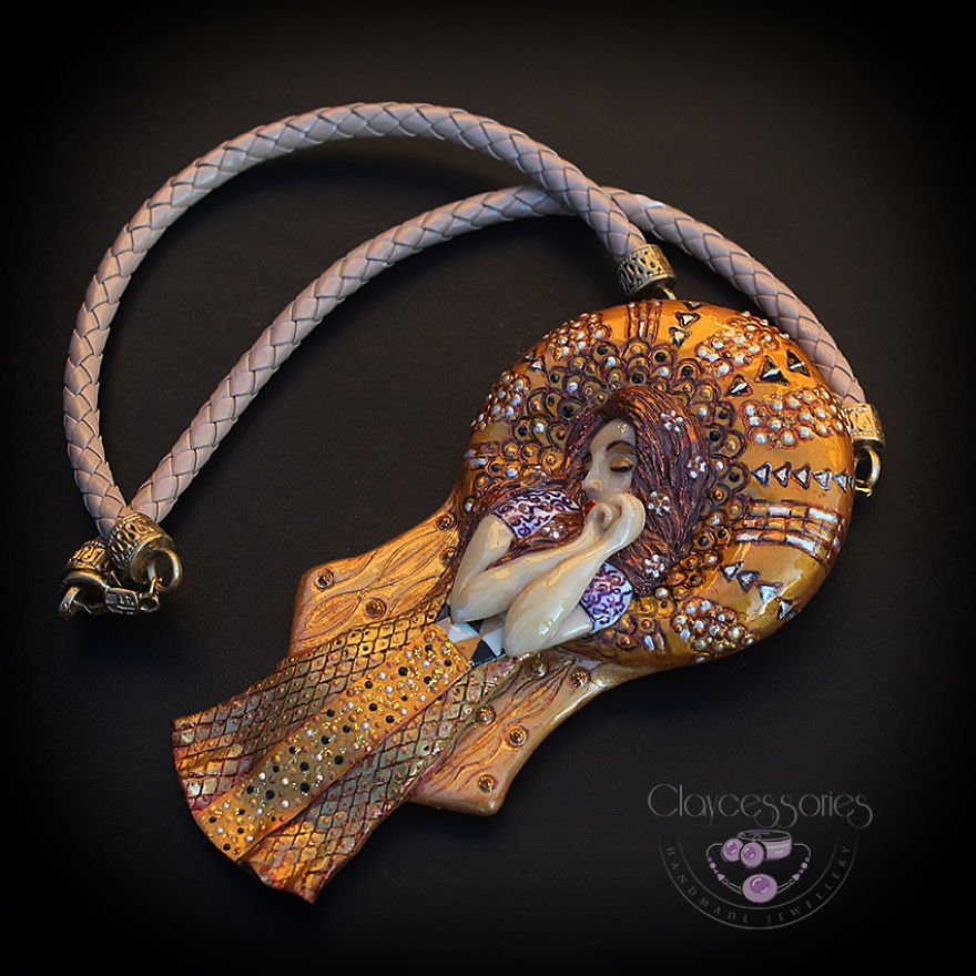 I Use Polymer Clay To Reproduce Fragments Of Gustav Klimt's Paintings