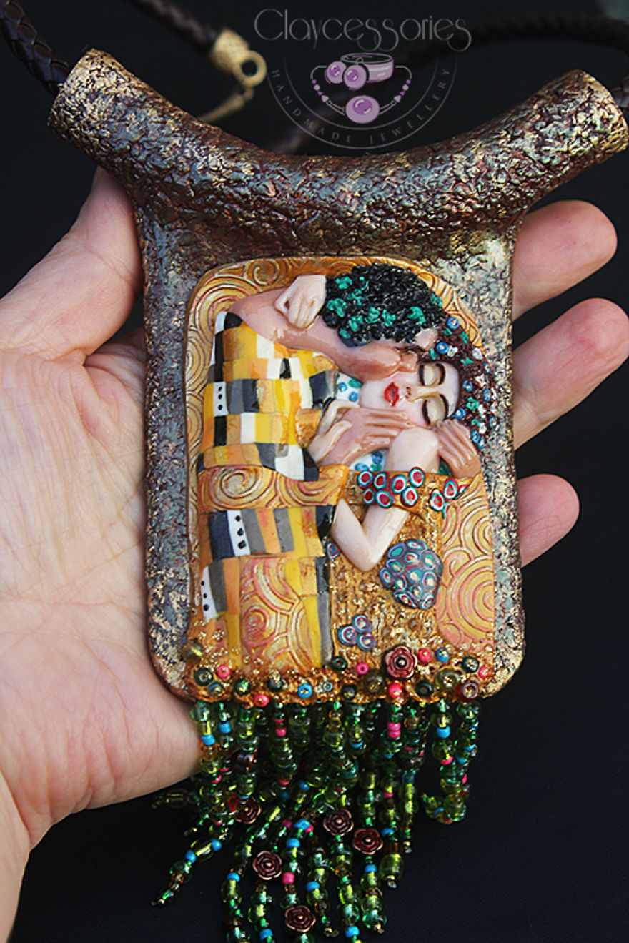 I Use Polymer Clay To Reproduce Fragments Of Gustav Klimt's Paintings