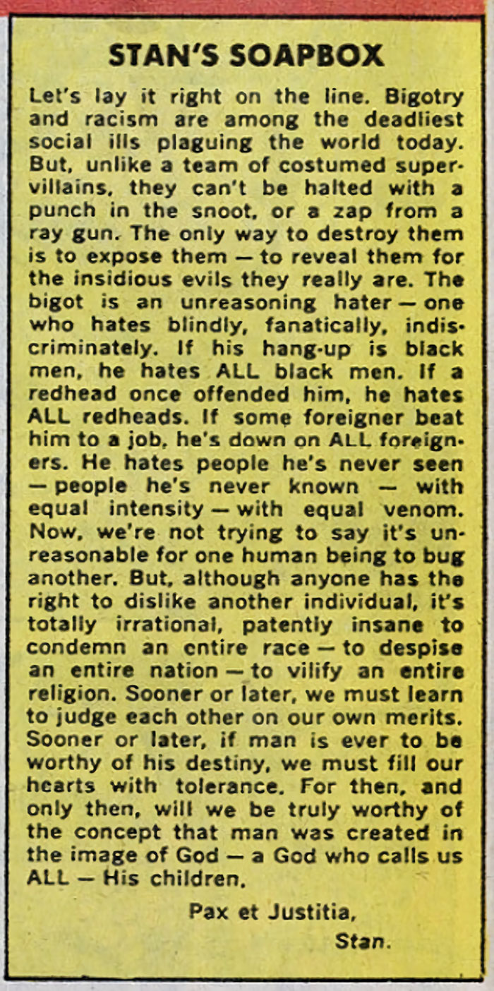Marvel Co-Creator Stan Lee's Text About Racism From 1968 Explains What Kind Of Person He Really Was Marvel Co-Creator Stan Lee's Text About Racism From 1968 Explains What Kind Of Person He Really Was