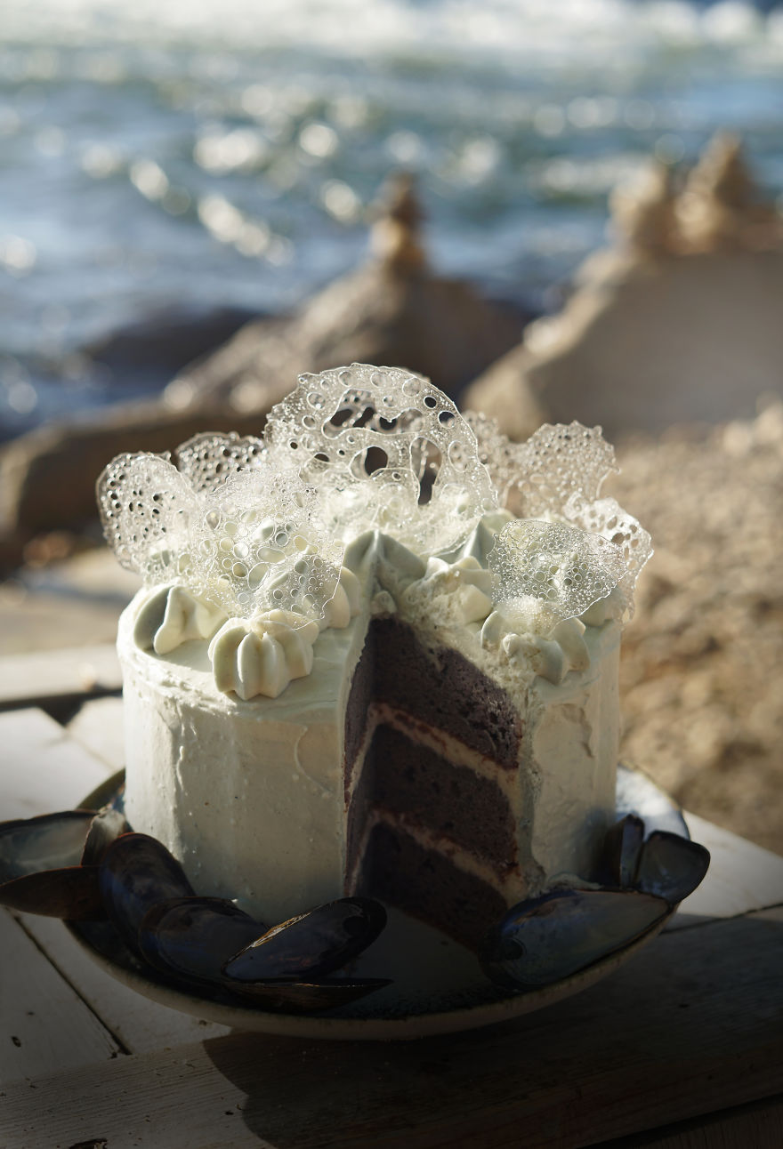 Blueberry Jasmine Seafoam Cake