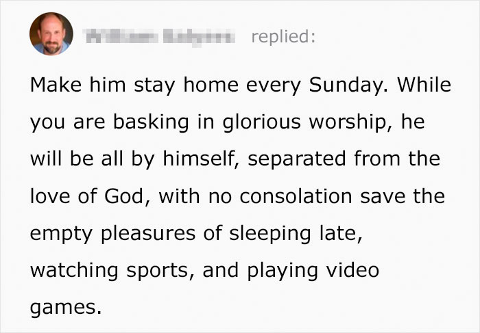 Parent Asks How To Punish Son Who Doesn’t Want To Go To Church, Gets Hilarious Advice