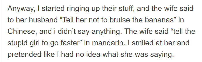 Asshole Chinese Customer Doesn't Realize The Cashier Can Understand Chinese