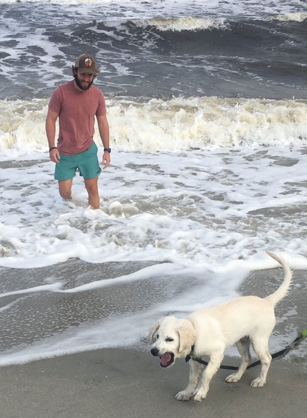 Brought My Puppy To The Beach. Took Him About 2 Minutes To Eat Enough Sand To Learn He Isn't Supposed To Eat Sand