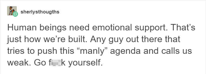 Tumblr Users Explain Why It Is Important To Take Care Of Men’s Emotional Needs And It Will Encourage You To Compliment Men More Tumblr Users Explain Why It Is Important To Take Care Of Men’s Emotional Needs And It Will Encourage You To Compliment Men More