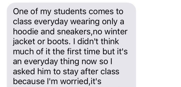 Husband Texts Wife He Spent $800 From Their Vacation Budget On His Student After Noticing His Clothing