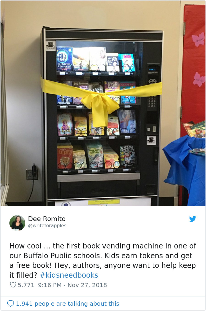 This School Came Up With The Idea Of A Book Vending Machine And Kids Are Loving It