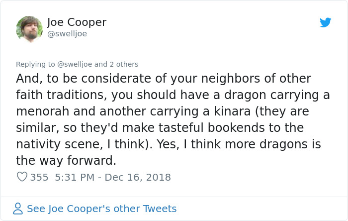 Neighbors Are Saying This Woman's Christmas Dragon Decorations Are Inappropriate, So She 'Fixes' It