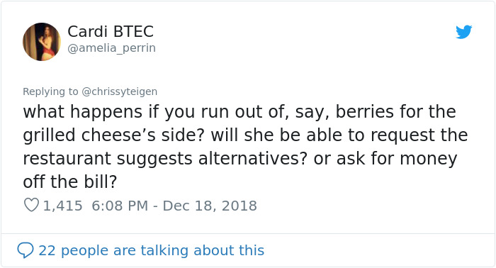 Chrissy Teigen Created A Real Menu For Her Picky 2-Year-Old And It's Hilarious