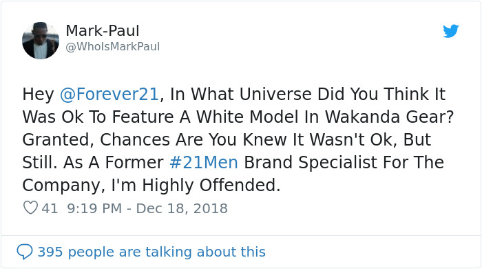 One Man Perfectly Shut Down People Who Called Forever 21 Racist Over White Model In A Wakanda Sweater