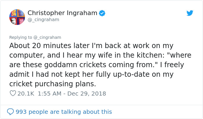 Man Accidentally Unleashes 250 Crickets In His House And People Are In Tears With Laughter Man Accidentally Unleashes 250 Crickets In His House And People Are In Tears With Laughter