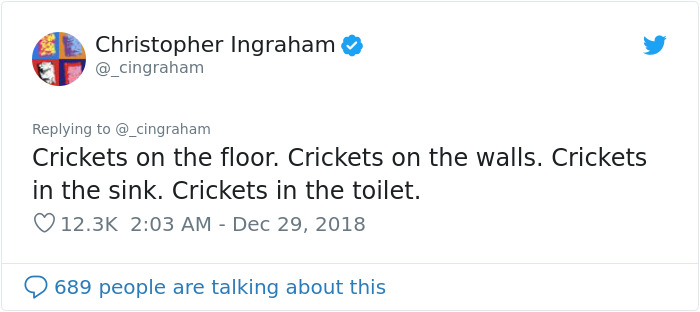 Man Accidentally Unleashes 250 Crickets In His House And People Are In Tears With Laughter