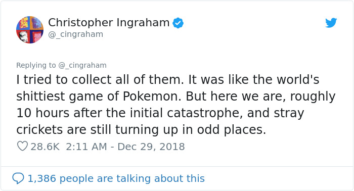 Man Accidentally Unleashes 250 Crickets In His House And People Are In Tears With Laughter