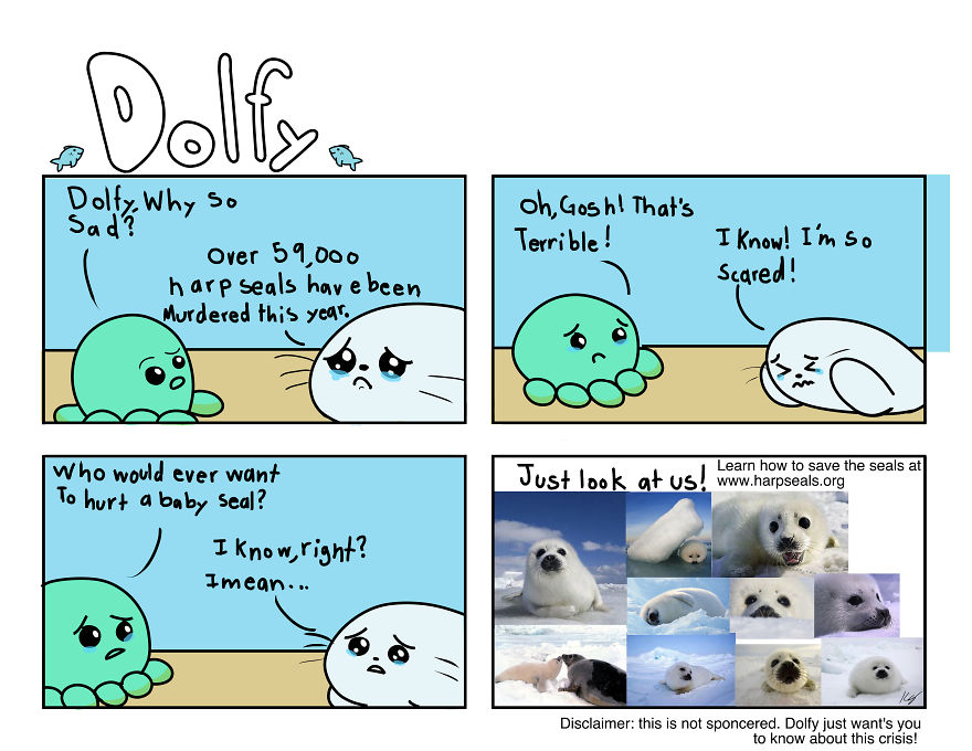The World Sucks, So I Make Cute Comics About My Baby Harp Seal Plushy To Make It A Bit Better.