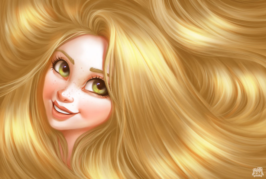Artists Highlight The Hair Of Disney Princesses And The Result Is Magical