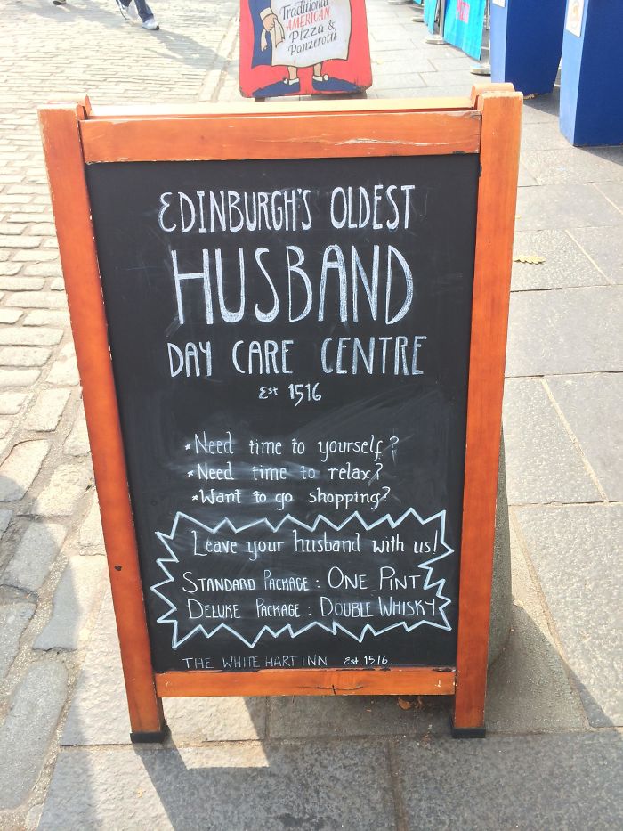 A Witty A-Board Outside A Pub In Edinburgh