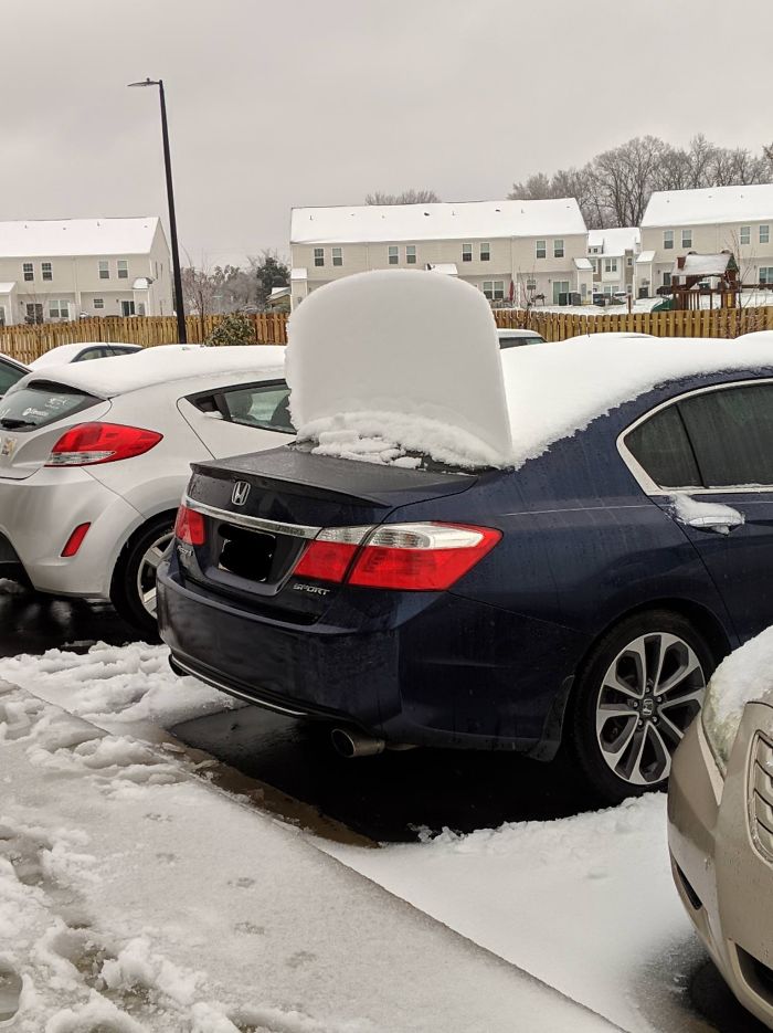 The Way This Snow Stayed In Place When The Trunk Was Opened/Closed