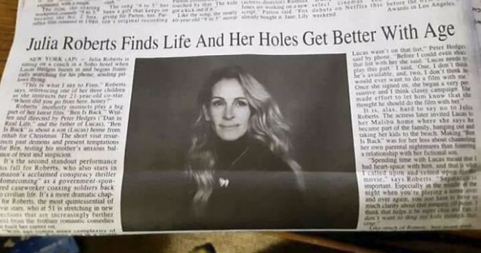 Newspaper Makes An Unfortunate Typo On Julia Roberts Headline And People Make The Best Of It