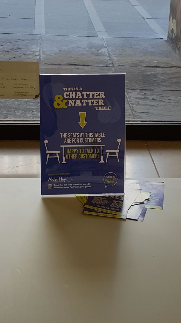 The Cafe In My Local Library Has A Table For People Happy To Chat To Strangers