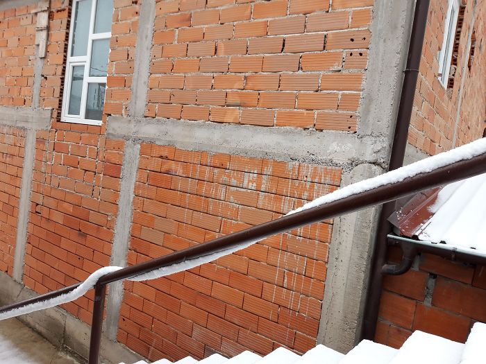 It Snowed Today And The Snow Spiraled On Top Of The Rail