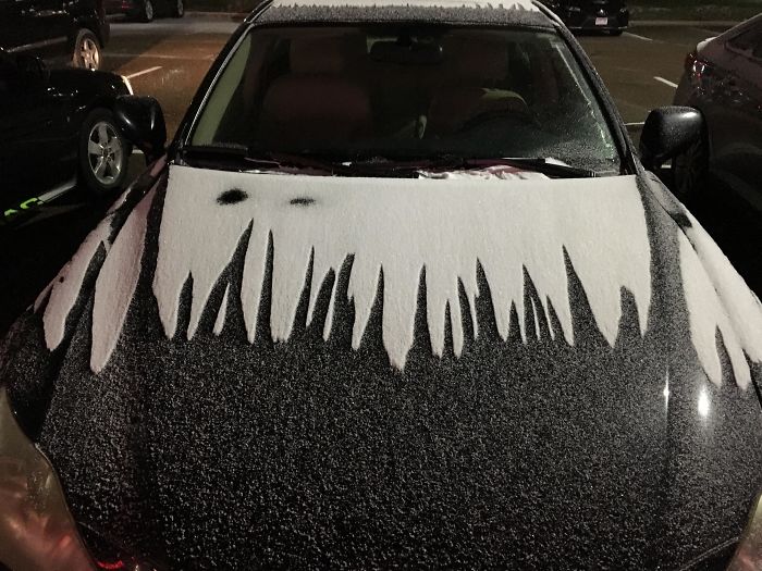 Snow Blew Off My Hood In A Cool Icicle Pattern