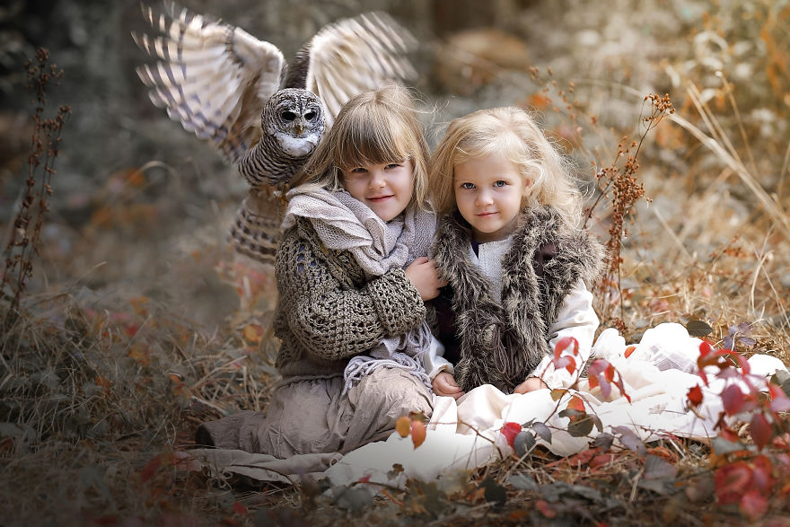 My Project Of Photographing Children With Owls