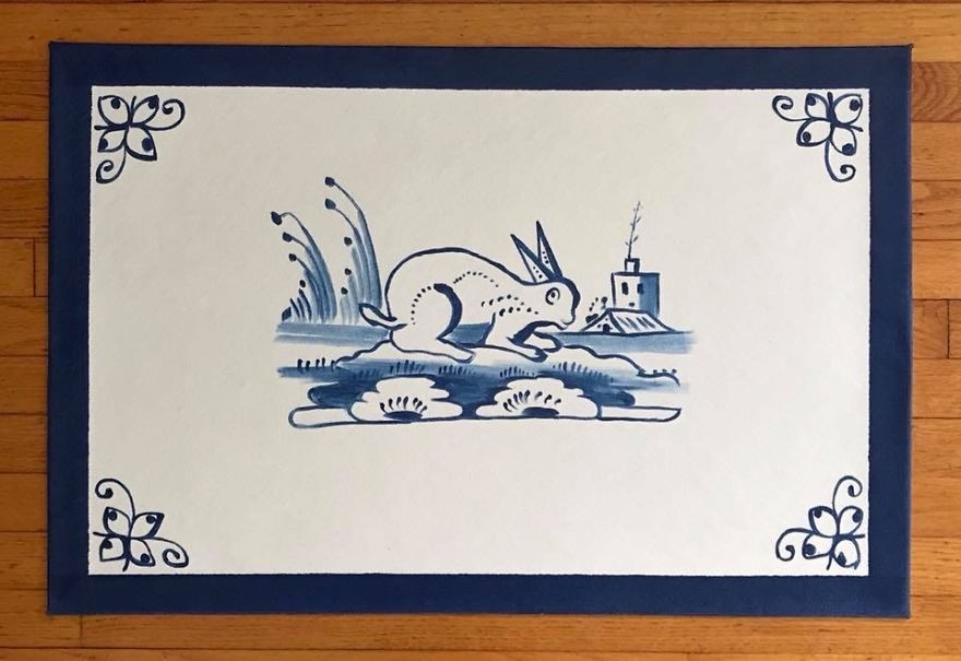 18th Century Delft Tile Rabbit