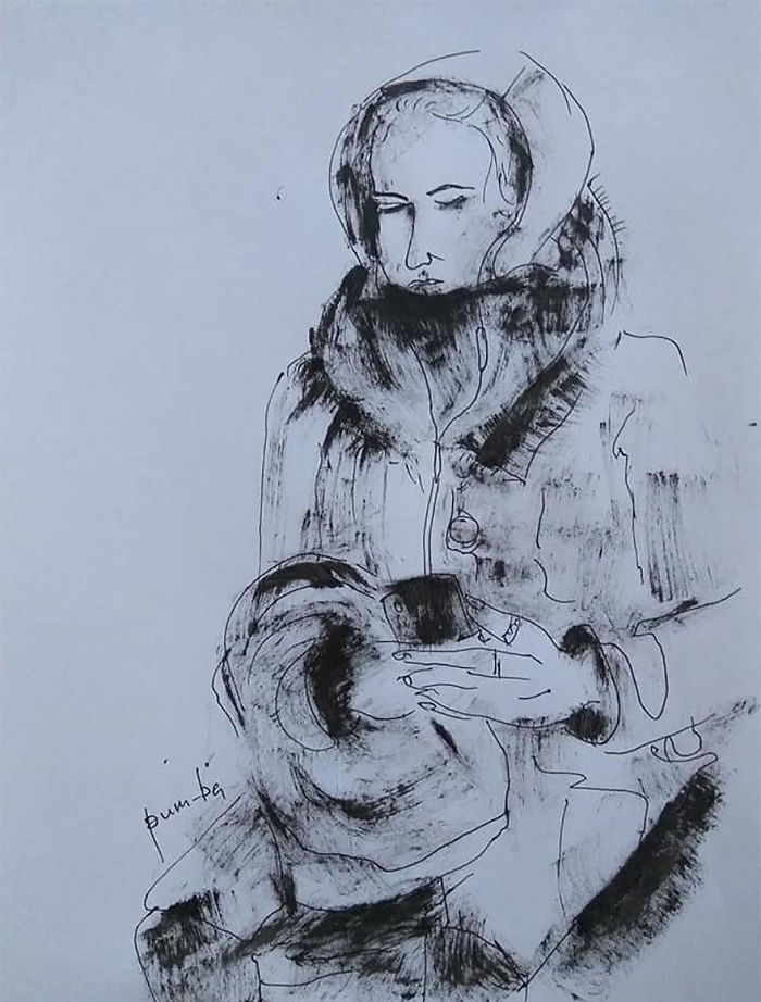 I Sketch Interesting People On The Metro Every Monday While Going To Classes With My Special Needs Child