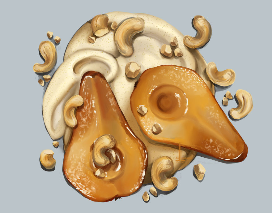 Roasted Pear With Caju Sauce