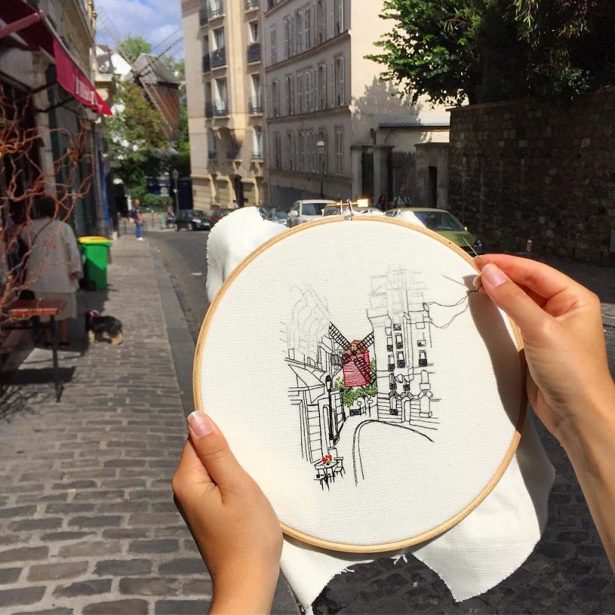 The European Architecture Immortalized In Embroidery By A Young Couple