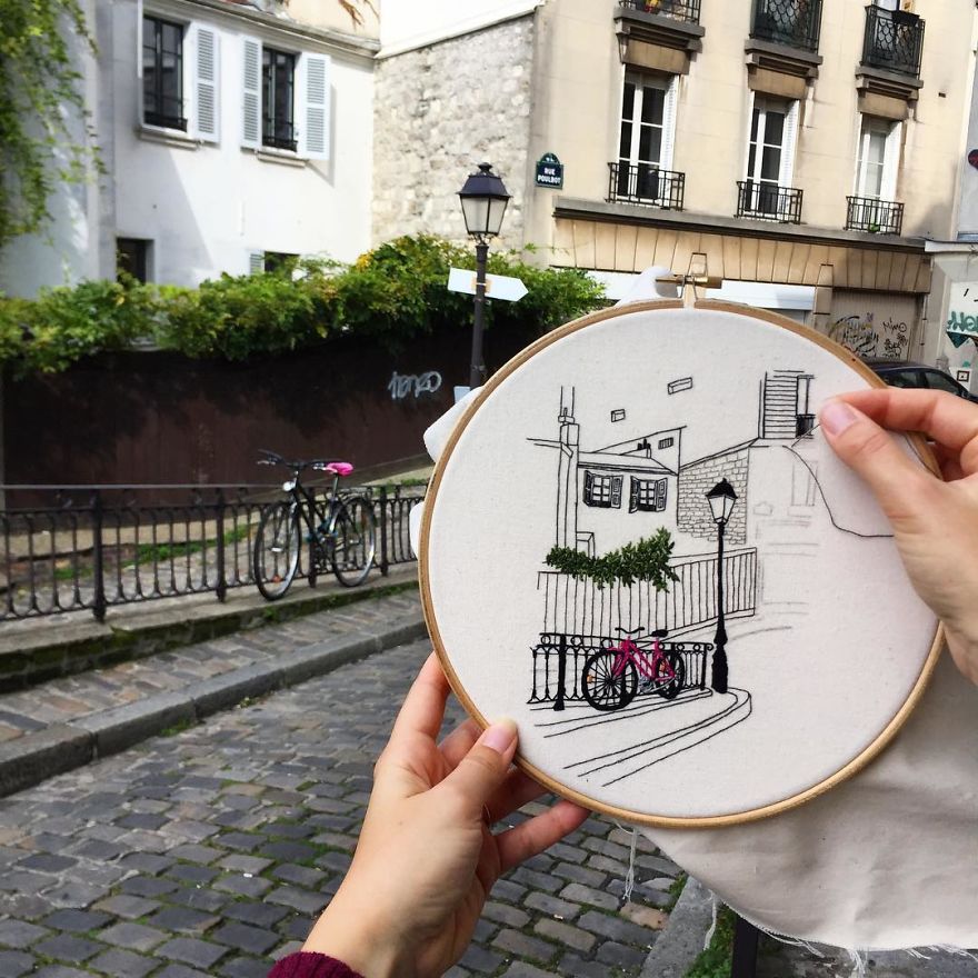 The European Architecture Immortalized In Embroidery By A Young Couple