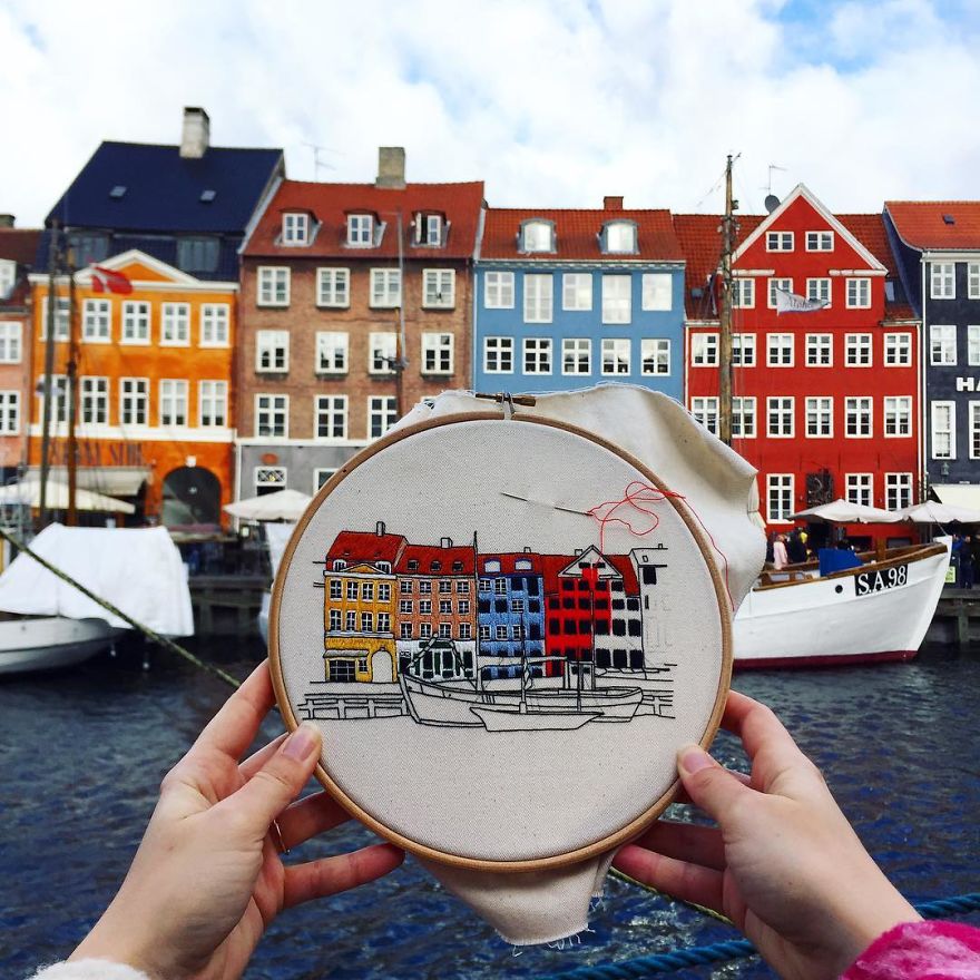 The European Architecture Immortalized In Embroidery By A Young Couple