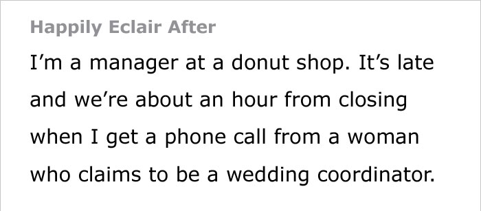 Ex-Wife Breaks Into Venue Trying To Ruin Ex-Husband's Wedding, Donut Shop Manager Saves The Day Ex-Wife Breaks Into Venue Trying To Ruin Ex-Husband's Wedding, Donut Shop Manager Saves The Day