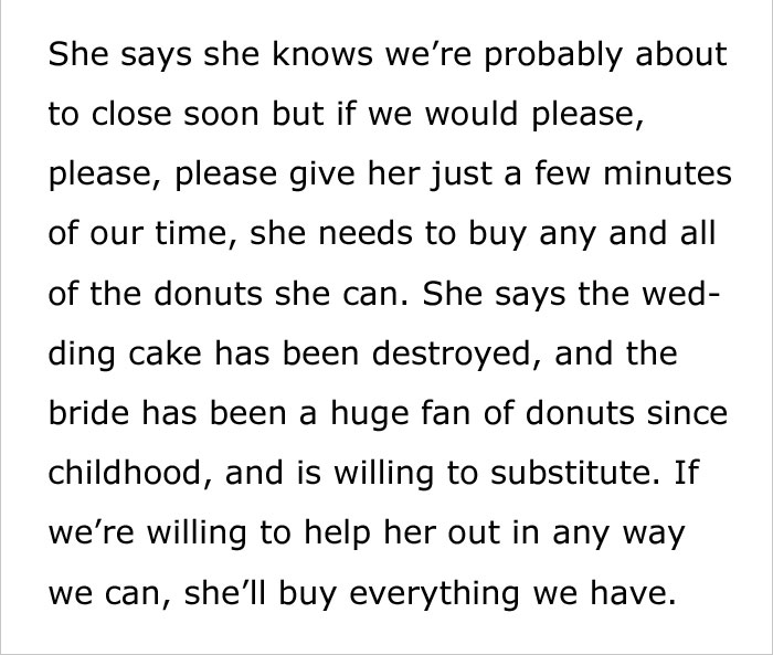 Ex-Wife Breaks Into Venue Trying To Ruin Ex-Husband's Wedding, Donut Shop Manager Saves The Day Ex-Wife Breaks Into Venue Trying To Ruin Ex-Husband's Wedding, Donut Shop Manager Saves The Day