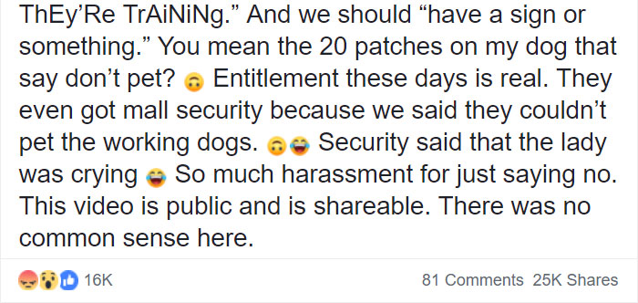 'Entitled' Mom Asks If Her Child Can Pet Service Dogs, Can't Take "No" For An Answer