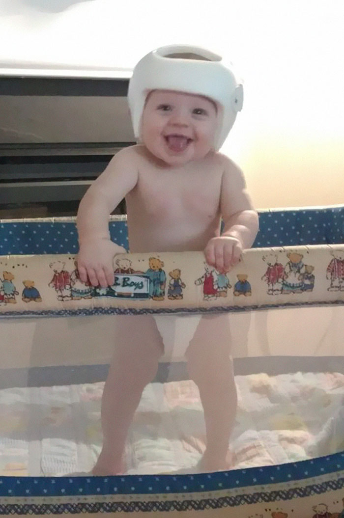 My Sweet Baby Rocking His Helmet