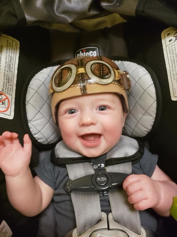 My Cutie In His Helmet! He Only Has A Few Months Left To Wear It!