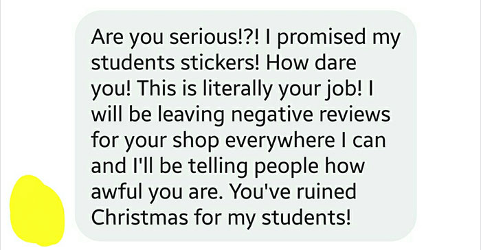 Teacher Demands 120 Free Vinyl Decals In Time For Christmas, Goes Crazy When The Woman Says No Teacher Demands 120 Free Vinyl Decals In Time For Christmas, Goes Crazy When The Woman Says No