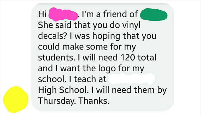 Teacher Demands 120 Free Vinyl Decals In Time For Christmas, Goes Crazy When The Woman Says No Teacher Demands 120 Free Vinyl Decals In Time For Christmas, Goes Crazy When The Woman Says No
