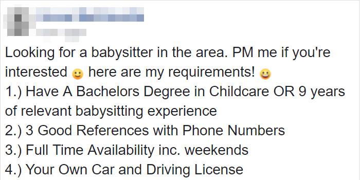 This Mom&rsquo;s Requirements For A Babysitter Are So Crazy Someone Posted It On A Shaming Group