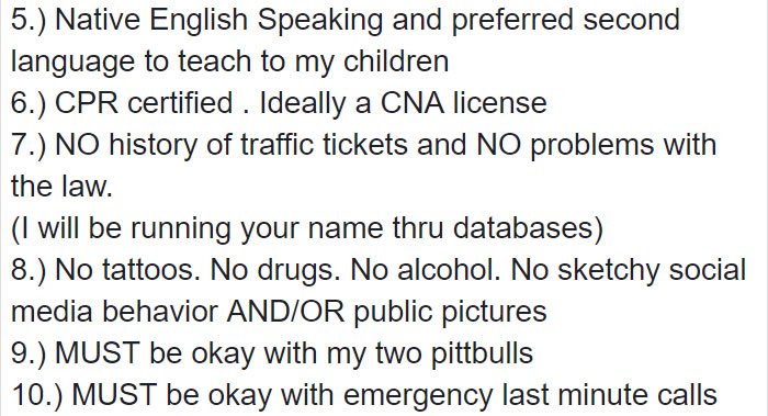 This Mom’s Requirements For A Babysitter Are So Crazy Someone Posted It On A Shaming Group This Mom’s Requirements For A Babysitter Are So Crazy Someone Posted It On A Shaming Group