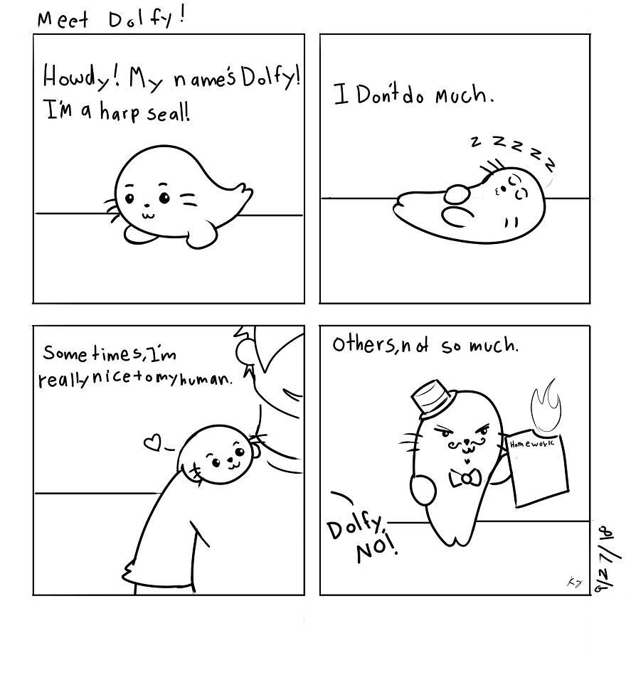 The World Sucks, So I Make Cute Comics About My Baby Harp Seal Plushy To Make It A Bit Better.