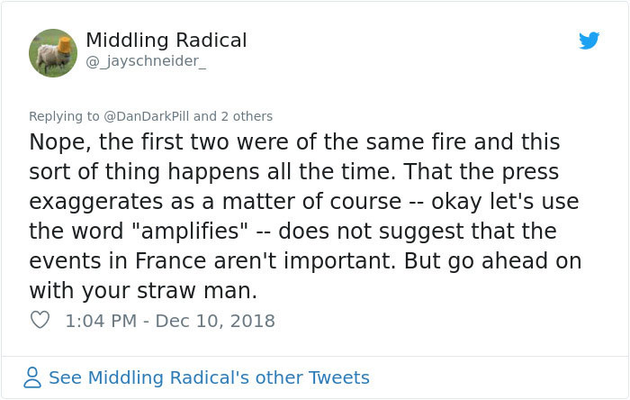Someone Shows How Paris Protest Fire 'Actually Looked', Gets Shut Down With Facts Someone Shows How Paris Protest Fire 'Actually Looked', Gets Shut Down With Facts