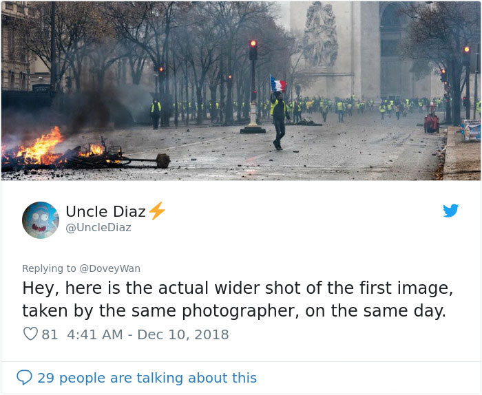 Someone Shows How Paris Protest Fire 'Actually Looked', Gets Shut Down With Facts Someone Shows How Paris Protest Fire 'Actually Looked', Gets Shut Down With Facts