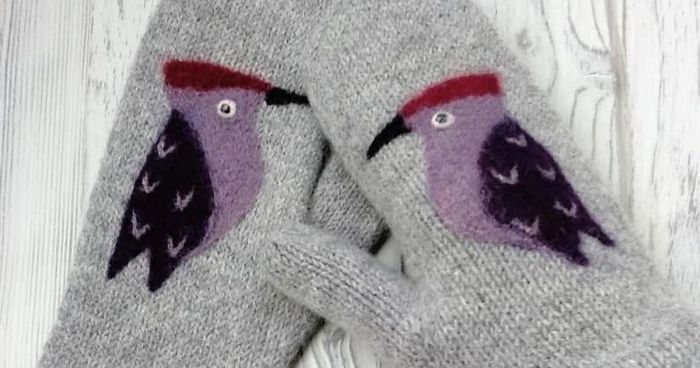 Cosy Felted Mittens With Forest Animals And Magical Characters