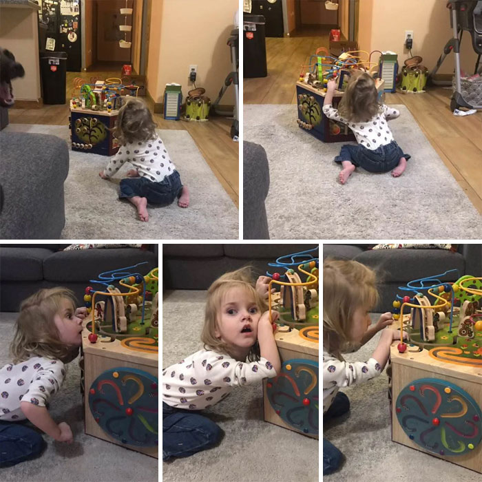 Our Daughter With Cerebral Palsy Just Got A New Toy And For The First Time Ever It Took Her 5 Minutes To Scoot To It And Climb Up Like This