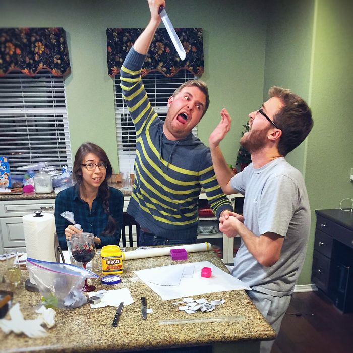 This Family Takes Gingerbread House Building To The Next Level, Destroys Them With An Axe Or Baseball Bat