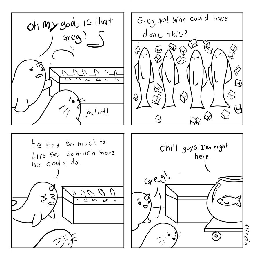The World Sucks, So I Make Cute Comics About My Baby Harp Seal Plushy To Make It A Bit Better.