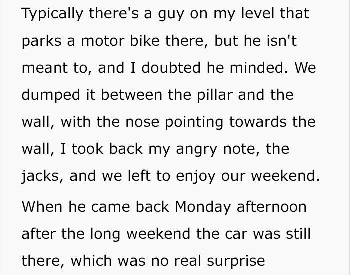 Stranger Kept Blocking This Guy's Parking Space With His Car, So He Used His Mechanic Skills To Hide It