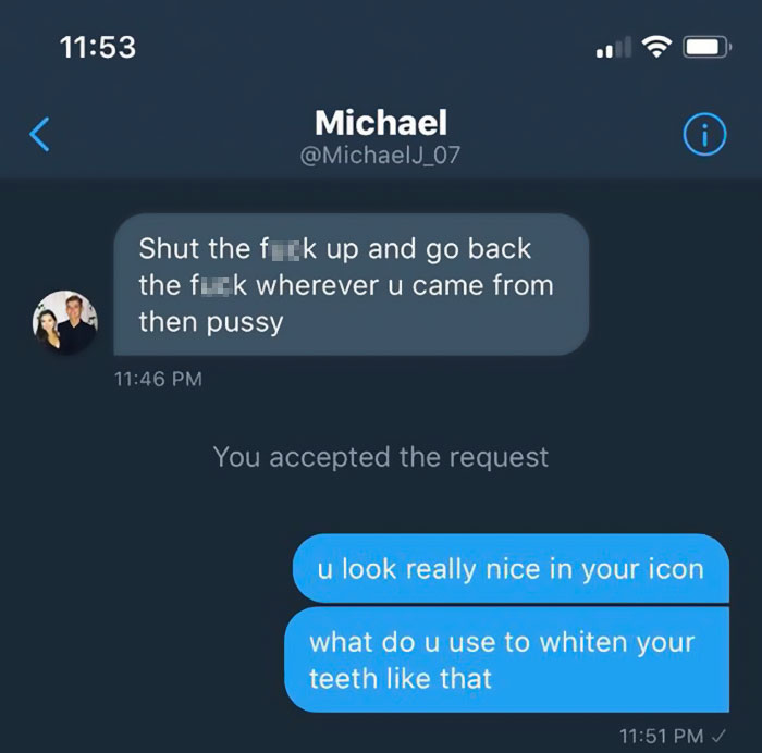 This Guy Receives A Racist Message, Responds With A Compliment And Gets An Apology This Guy Receives A Racist Message, Responds With A Compliment And Gets An Apology