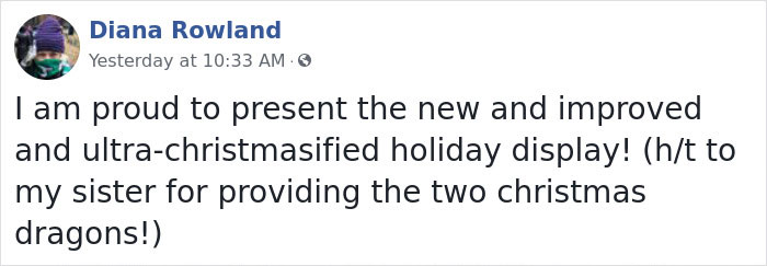 Neighbors Are Saying This Woman's Christmas Dragon Decorations Are Inappropriate, So She 'Fixes' It